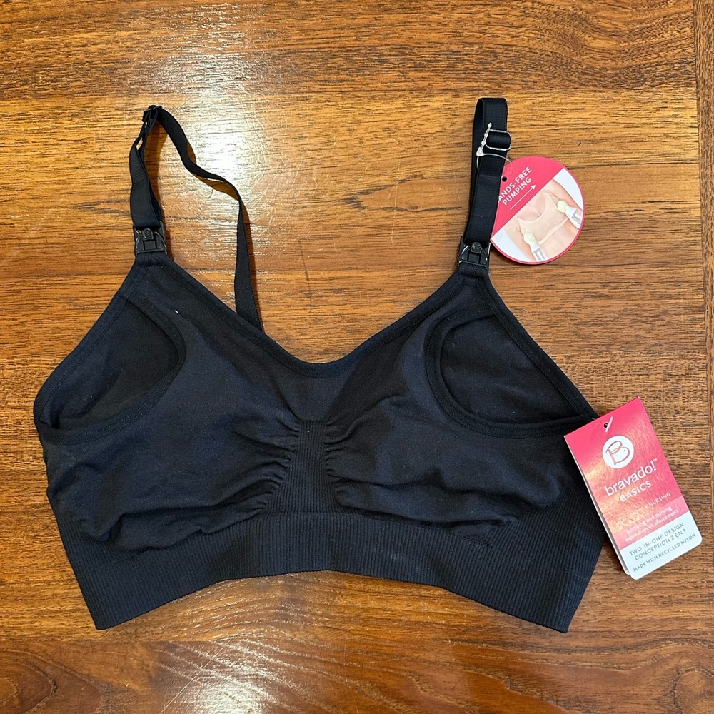 Bravado Basics Black Pumping & Nursing Bra, Black, Size Medium